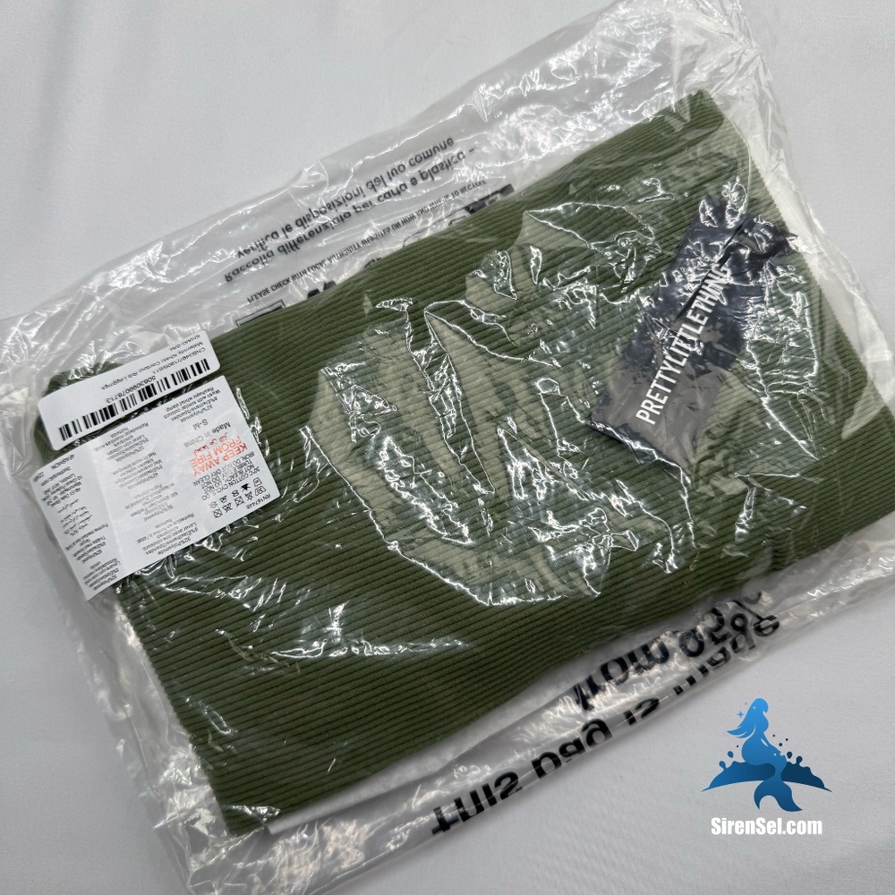 1103 NWT PrettyLittleThing Maternity Contour Rib Leggings - S-M - Khaki Green - Picture 5 of 9
